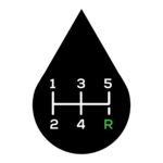oil drop icon with gear shift label