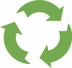 Green recycling symbol on transparent background